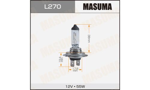 Лампа галогенная Masuma Clearglow H7 (PX26d, T11), 12В, 55Вт, 3000К, 1 шт, арт. L270