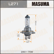 Лампа галогенная Masuma Clearglow H7 (PX26d, T11), 24В, 70Вт, 3000К, 1 шт, арт. L271