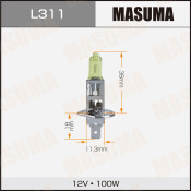 Лампа галогенная Masuma Clearglow H1 (P14.5s, T8), 12В, 100Вт, 2800К, 1 шт, арт. L311