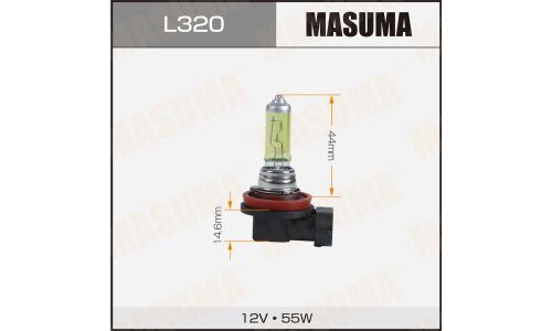 Лампа галогенная Masuma Yellowglow H11 (PGJ19-2, T11), 12В, 55Вт, 2800К, 1 шт, арт. L320