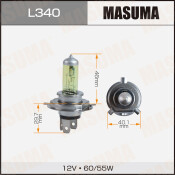 Лампа галогенная Masuma Yellowglow H4 (P43t, T16), 12В, 60/55Вт, 2800К, 1 шт, арт. L340