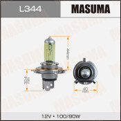 Лампа галогенная Masuma Yellowglow H4 (P43t, T16), 12В, 100/80Вт, 2800К, 1 шт, арт. L344