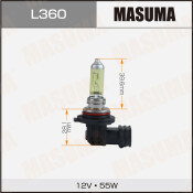 Лампа галогенная Masuma Yellowglow HB4(9006) (P22d, T12), 12В, 55Вт, 6000К, 1 шт, арт. L360