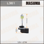 Лампа галогенная Masuma Yellowglow H27W/2 (PGJ13, T9), 12В, 27Вт, 2800К, 1 шт, арт. L361