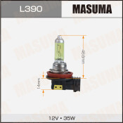 Лампа галогенная Masuma Yellowglow H8 (PGJ19-1, T11), 12В, 35Вт, 2800К, 1 шт, арт. L390