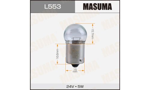 Лампа Masuma R5W (BA15s, G18), 24В, 5Вт, комплект 10 шт