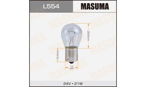 Лампа Masuma P21W (BA15s, S25), 24В, 21Вт, комплект 10 шт, арт. L554