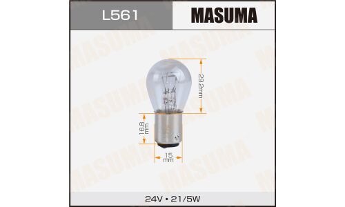 Лампа Masuma P21/5W (BAY15d, S25), 24В, 21/5Вт, комплект 10 шт