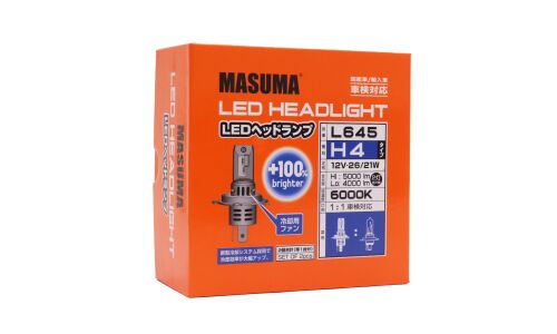 Лампа светодиодная Masuma LED H4 (P43t, T16), 12В, 26/21Вт (соответствует 60/55Вт), 6000К, комплект 2 шт, арт. L645