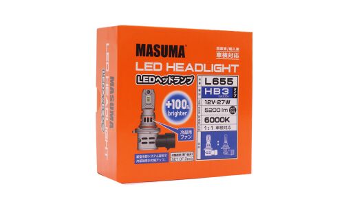 Лампа светодиодная Masuma LED HB3(9005) (P20d, T12), 12В, 27Вт (соответствует 60Вт), 6000К, комплект 2 шт, арт. L655