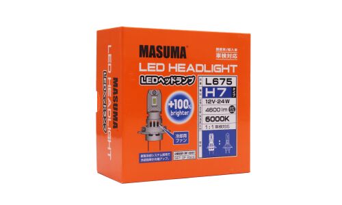 Лампа светодиодная Masuma LED H7 (PX26d, T11), 12В, 24Вт (соответствует 55Вт), 6000К, комплект 2 шт, арт. L675