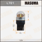Лампы светодиодные Masuma LED W21W (T20, W3x16d), 12В, 21Вт, 6500К, комплект 2шт, арт. L721