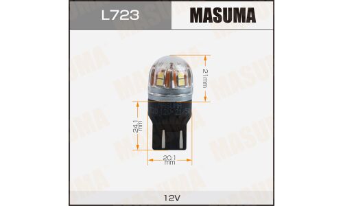Лампы светодиодные Masuma LED W21/5W (T20, W3x16q), 12В, 21/5Вт, 6500К, комплект 2шт, арт. L723