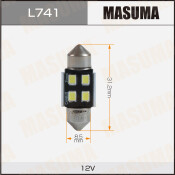 Лампа светодиодная Masuma Festoon (SV8.5, T10x31), 12В, 1.8Вт (соответствует 5Вт), 6500К, комплект 2 шт, арт. L741