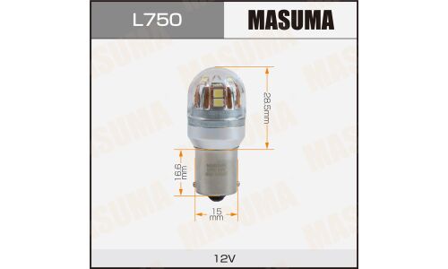 Лампа светодиодная Masuma R5W (BA15s, G18), 12В, 3.6Вт (соответствует 5Вт), 6500K, комплект 2 шт, арт. L750