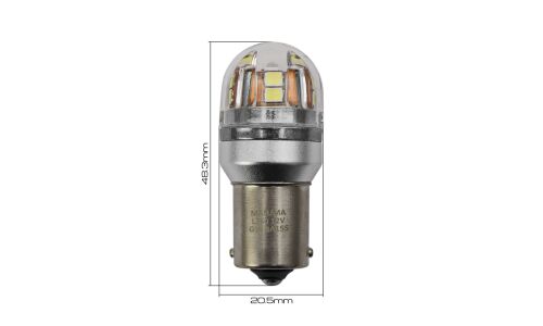 Лампа светодиодная Masuma R5W (BA15s, G18), 12В, 3.6Вт (соответствует 5Вт), 6500K, комплект 2 шт, арт. L750