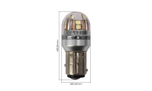 Лампа светодиодная Masuma P21/5W (BAY15d, S25), 12В, 3.6/0.36Вт (соответствует 21/5Вт), 6500К, комплект 2 шт, арт. L760