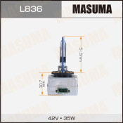 Лампа ксеноновая Masuma Cool White Grade D3R (PK32d-6), 42В, 35Вт, 6000К, 1 шт, арт. L816