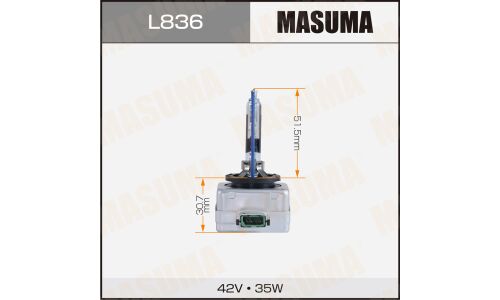 Лампа ксеноновая Masuma Cool White Grade D3R (PK32d-6), 42В, 35Вт, 6000К, 1 шт, арт. L816