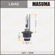 Лампа ксеноновая Masuma Standard Grade D4R (P32d-6), 42В, 35Вт, 4300К, 1 шт, арт. L842