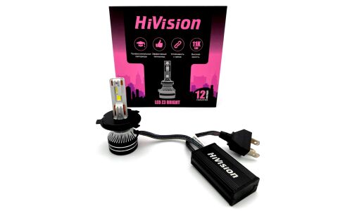 Лампа светодиодная HiVision Z3 Bright H4 (P43t, T16), 12В, 36/36Вт (соответствует 60/55Вт), 4300К, комплект 2 шт, арт. Л0463