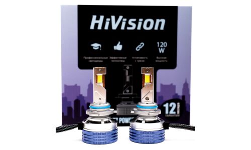 Лампа светодиодная HiVision Z7 Power Bright HB4(9006) (P22d, T12), 12В, 50Вт, 6000К, комплект 2 шт, арт. Л0431