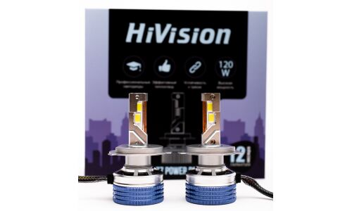 Лампа светодиодная HiVision Z7 Power Bright H4 (P43t, T16), 12В, 50/50Вт, 6000К, комплект 2 шт, арт. Л0428