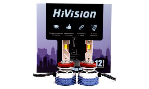 Лампа светодиодная HiVision Z7 Power Bright H11 (PGJ19-2, T11), 12В, 50Вт, 6000К, комплект 2 шт, арт. Л0430