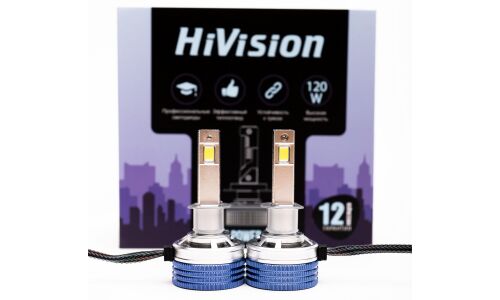 Лампа светодиодная HiVision Z7 Power Bright H1 (P14.5s, T8), 12В, 50Вт, 6000К, комплект 2 шт, арт. Л0426