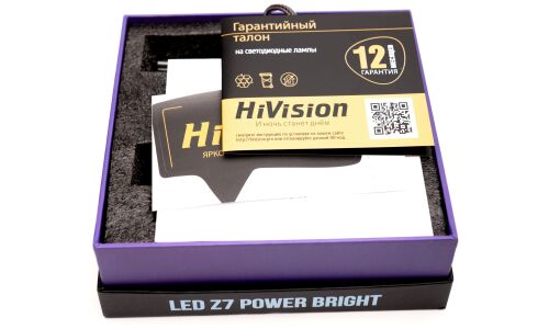 Лампа светодиодная HiVision Z7 Power Bright H1 (P14.5s, T8), 12В, 50Вт, 6000К, комплект 2 шт, арт. Л0426