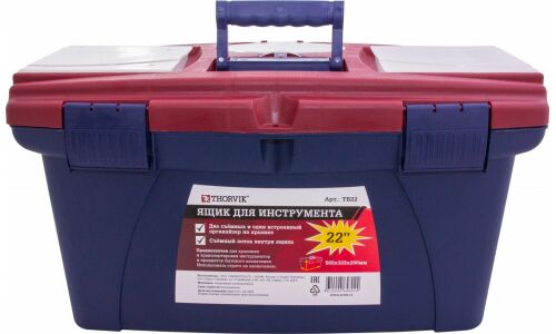 Ящик для инструментов Thorvik 22", пластиковый, размер 565х325х290мм, арт. TB22