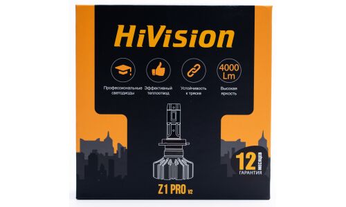 Лампа светодиодная HiVision Z1 PRO v2 H3 (PK22s, T12), 12В, 20Вт (соответствует 55Вт), 6000К, комплект 2 шт, арт. Л0461