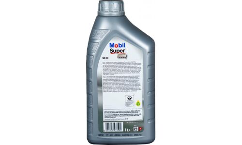 Масло моторное Mobil Super 3000 X1 5w40, синтетическое, API SN/CF, ACEA A3/B3/B4, универсальное, 1л, арт. 700111ИП