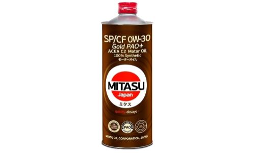 Масло моторное Mitasu Gold PAO Plus 0w30, синтетическое, API SP/CF, ILSAC GF-6A, ACEA C2, JASO DL-1/2, универсальное, 1л, арт. MJ-P03/1