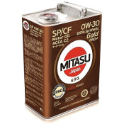 Масло моторное Mitasu Gold PAO Plus 0w30, синтетическое, API SP/CF, ILSAC GF-6A, ACEA C2, JASO DL-1/2, универсальное, 4л, арт. MJ-P03/4