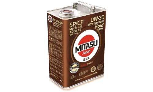 Масло моторное Mitasu Gold PAO Plus 0w30, синтетическое, API SP/CF, ILSAC GF-6A, ACEA C2, JASO DL-1/2, универсальное, 4л, арт. MJ-P03/4