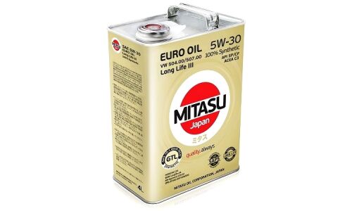 Масло моторное Mitasu Euro Long Life III 5w30, синтетическое, API SP/CF, ACEA C2, универсальное, 4л, арт. MJ-V11/4