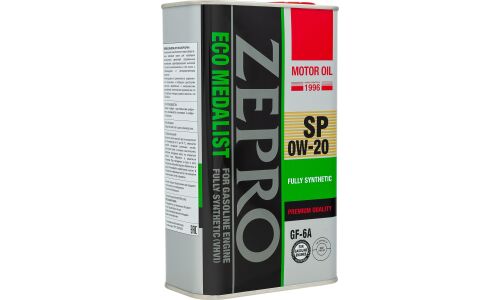 Масло моторное Zepro Eco Medalist 0w20, синтетическое, API SP, ILSAC GF-6A, для бензинового двигателя, 1л, арт. 4250-001-0