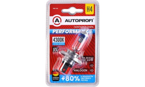 Лампа галогенная Autoprofi Performance H4 (P43t, T16), 12В, 60/55Вт, 4300К, 1 шт, арт. PRF-H4