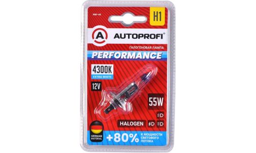 Лампа галогенная Autoprofi Performance H1 (P14.5s, T8), 12В, 55Вт, 4300K, 1 шт, арт. PRF-H1