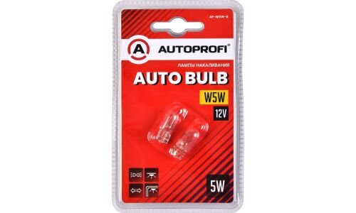 Лампа Autoprofi Auto Bulb W5W (W2.1x9.5d, T10), 12В, 5Вт, комплект 2 шт, арт. AP-W5W-B