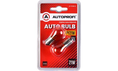 Лампа Autoprofi Auto Bulb PY21W (BAU15s, S25), 12В, 21Вт, оранжевая, комплект 2 шт, арт. AP-PY21W-B
