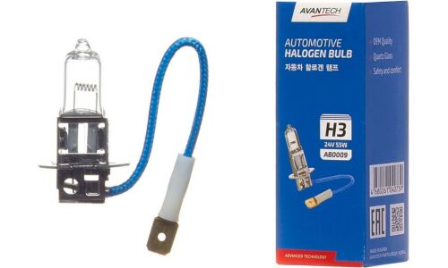 Лампа галогенная Avantech H3 (PK22s, T12), 24В, 55Вт, 3200К, 1 шт, арт. AB0009