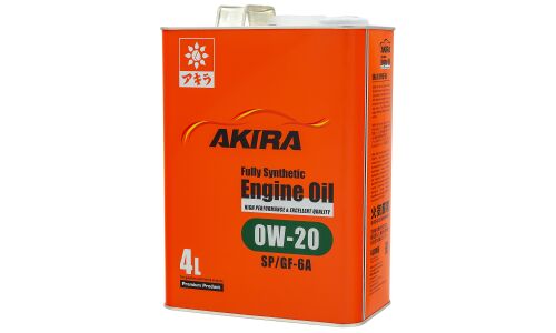 Масло моторное Akira Engine Oil 0w20, синтетическое, API SP, ILSAC GF-6A, для бензинового двигателя, 4л, арт. A00032230-004