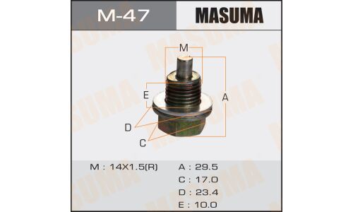 Болт маслосливной с магнитом Masuma Isuzu 14х1.5mm UBS, UCS, UES, UER