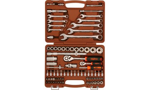 Набор инструментов Ombra, под размеры 1/2" и 1/4", комплект 82 предмета, арт. 55014