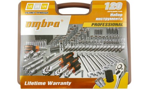 Набор инструментов Ombra, под размеры 1/2", 1/4" и 3/8", комплект 120 предметов, арт. 55545