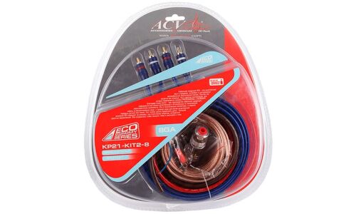 Комплект проводов для 2-канального усилителя ACV ECO 21-KIT2-8, силовой (8AWG), акустический (15AWG), управляющий (18AWG) и межблочный кабели, держатель с предохранителем AGU 40А, клеммы (8AWG)