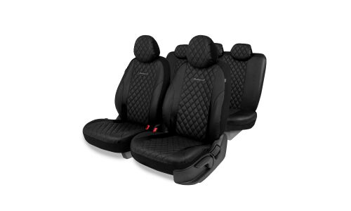 Чехлы Autoprofi Excellent, для переднего и заднего ряда, экокожа, черный цвет, 11 предметов, арт. EXL-1103G BK/BK