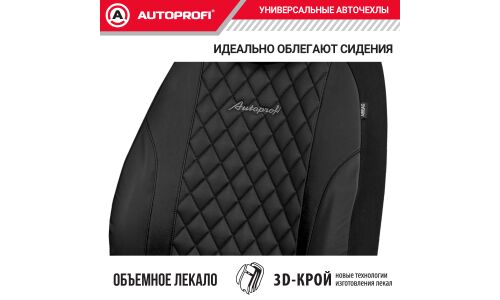 Чехлы Autoprofi Excellent, для передних сидений, экокожа, черный цвет, 6 предметов, арт. EXL-603G BK/BK